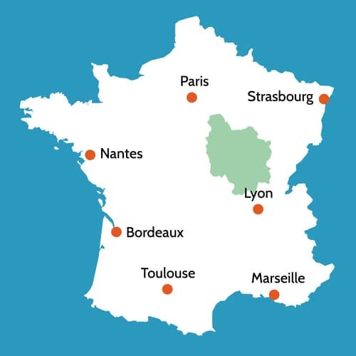 Mappa Borgogna Nivernais, Francia centrale